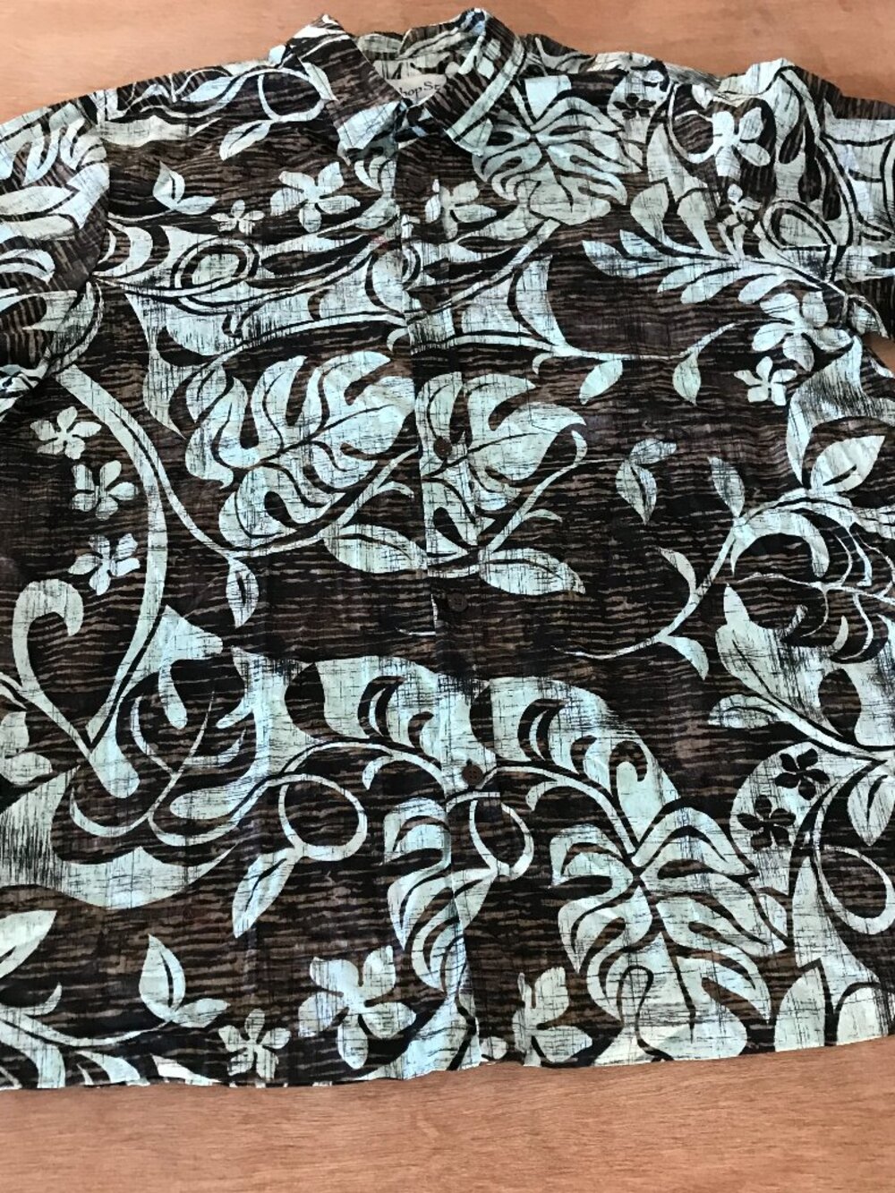 Bishop Street Hawaiian Shirt Men XL Black Floral Button Up Pocket Short Sleeve